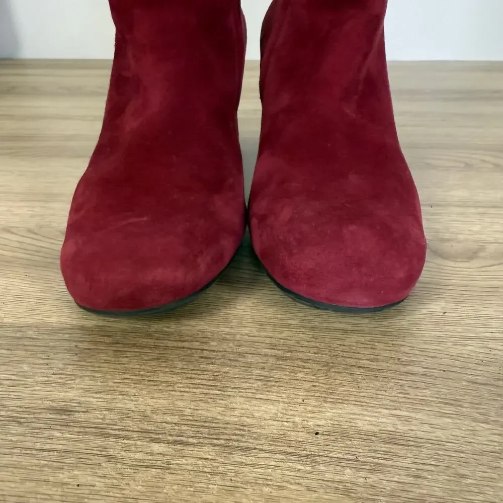 Paul Green Womens Red Chunky Booties Size 6 Beautifully made Quality Thick Heels - Picture 3 of 14